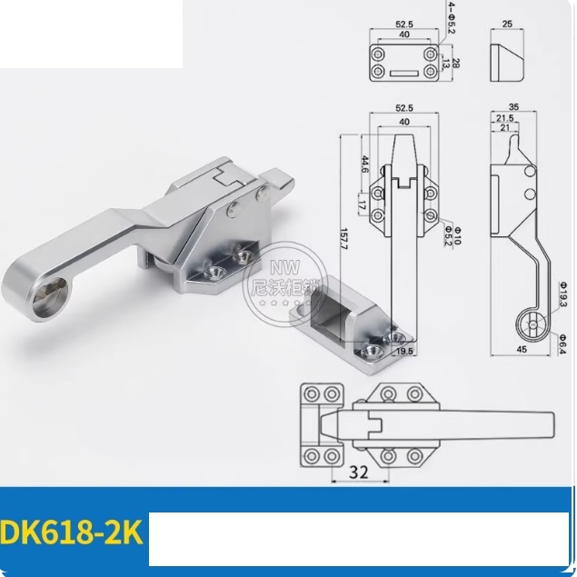 Khóa Tay Kéo DK615/618 – Hợp Kim Kẽm, Dạng Vuông, Tay Nắm Cửa Tủ Đông Công Nghiệp/Thiết Bị Lạnh