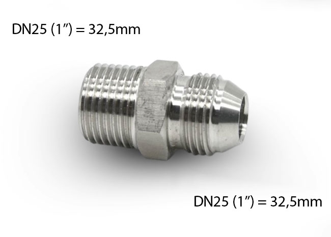 Kép Côn Đầu Nối Ren Ngoài inox 304 Hệ Thủy Lực DN15, DN20, DN25, DN32, DN40, DN50
