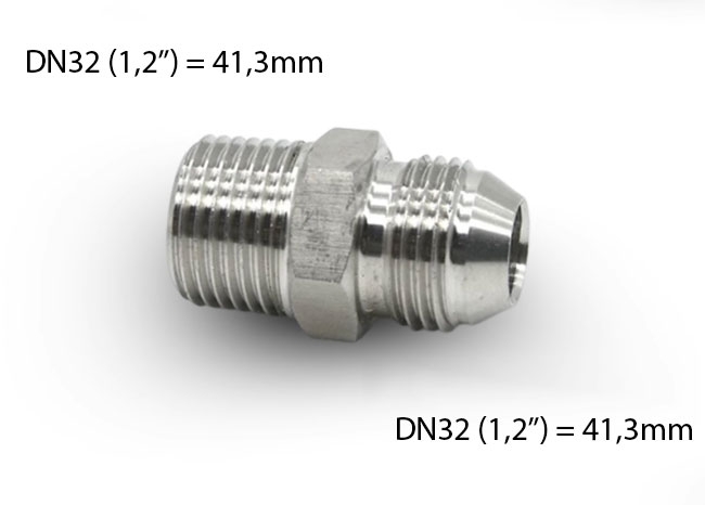 Kép Côn Đầu Nối Ren Ngoài inox 304 Hệ Thủy Lực DN15, DN20, DN25, DN32, DN40, DN50