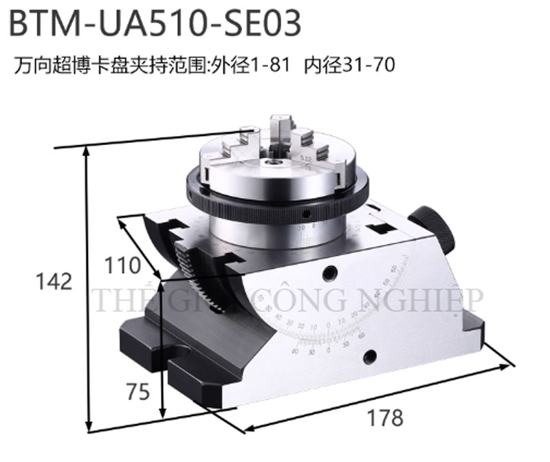 Ê-tô tự định tâm xoay đa năng cho máy đo biên dạng – Bàn làm việc chữ thập, kẹp phẳng chuyên dụng