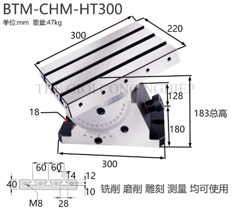 Ê-tô tự định tâm xoay đa năng cho máy đo biên dạng – Bàn làm việc chữ thập, kẹp phẳng chuyên dụng