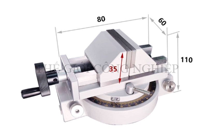 Ê-tô tự định tâm xoay đa năng cho máy đo biên dạng – Bàn làm việc chữ thập, kẹp phẳng chuyên dụng