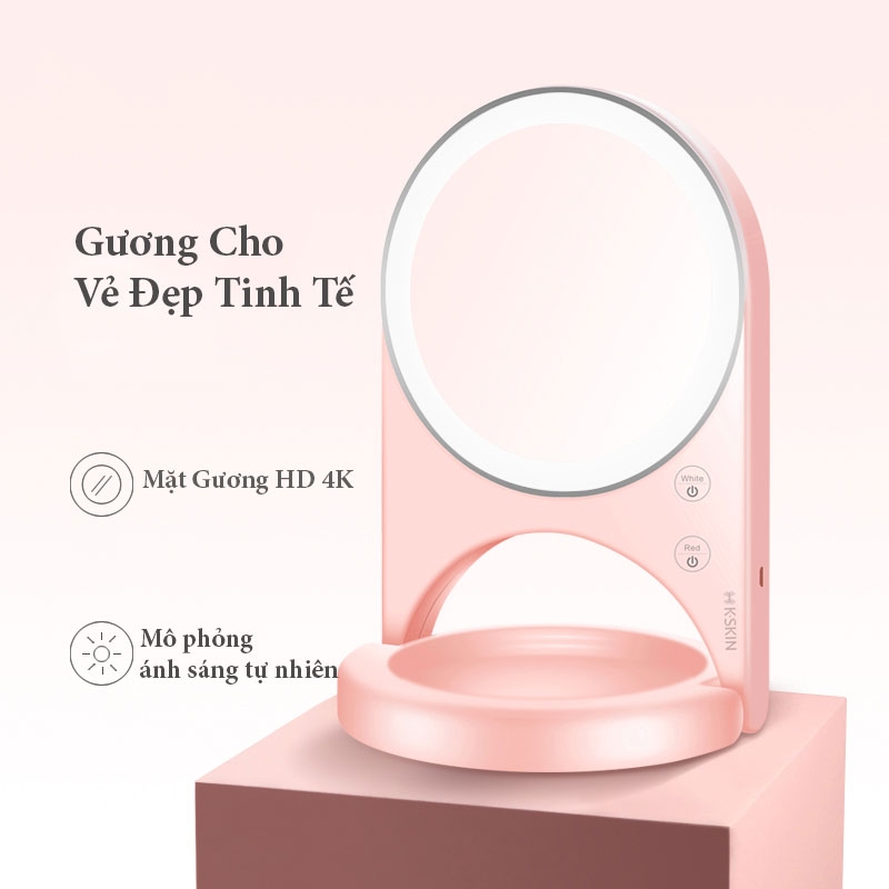 Gương trang điểm mini kèm 3 màu ánh sáng LED mô phỏng ánh sáng tự nhiên