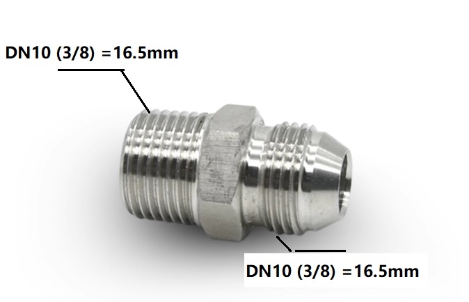 Kép Côn Đầu Nối Ren Ngoài inox 304 Hệ Thủy Lực DN15, DN20, DN25, DN32, DN40, DN50