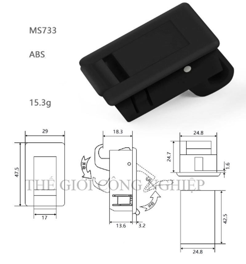 Khóa nhựa tủ điện MS735/MS733 – Khóa bấm, khóa gài, tay nắm ẩn, chốt cửa hai lớp.