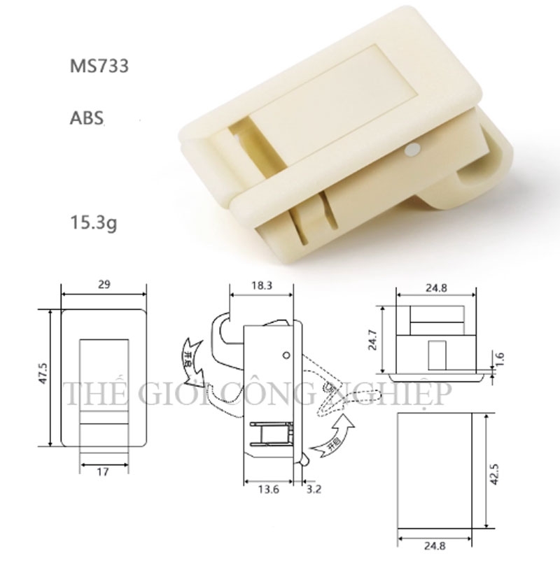 Khóa nhựa tủ điện MS735/MS733 – Khóa bấm, khóa gài, tay nắm ẩn, chốt cửa hai lớp.