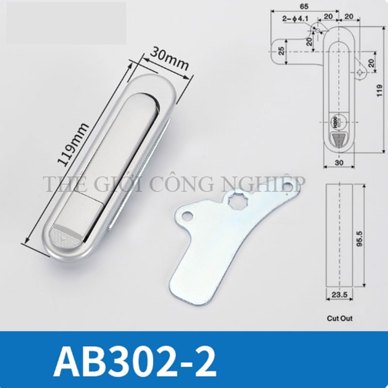 Khóa tay nắm bật AB301 / AB302 / AB303 Khóa phẳng cho tủ điện, tủ phân phối, tủ công nghiệp
