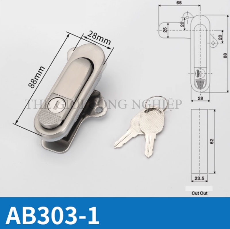 Khóa tay nắm bật AB301 / AB302 / AB303 Khóa phẳng cho tủ điện, tủ phân phối, tủ công nghiệp