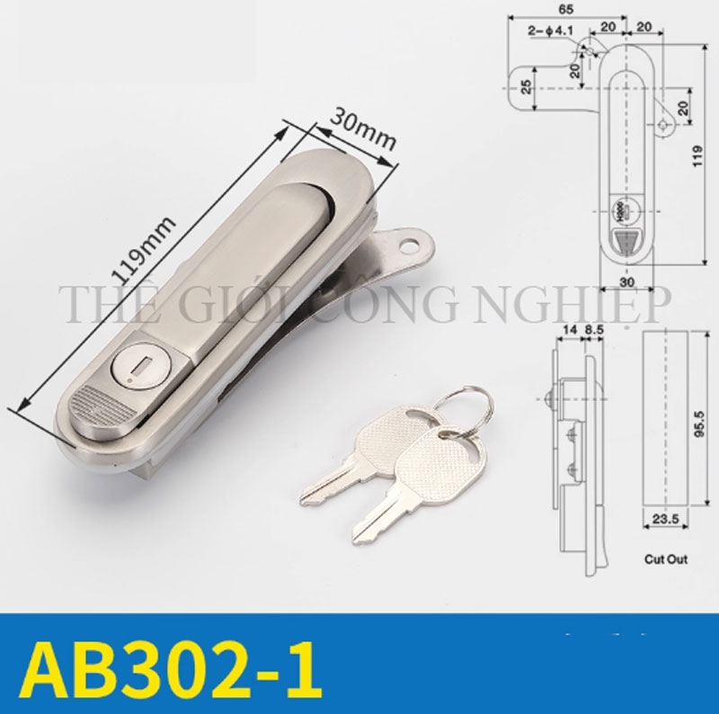Khóa tay nắm bật AB301 / AB302 / AB303 Khóa phẳng cho tủ điện, tủ phân phối, tủ công nghiệp