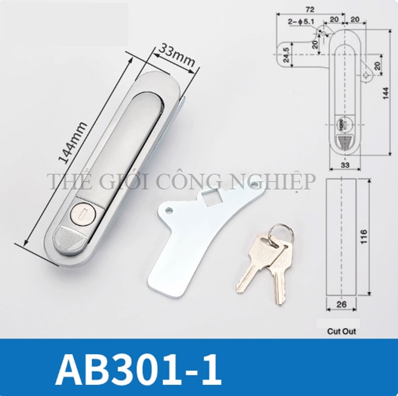 Khóa tay nắm bật AB301 / AB302 / AB303 Khóa phẳng cho tủ điện, tủ phân phối, tủ công nghiệp