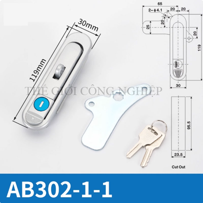 Khóa tay nắm bật AB301 / AB302 / AB303 Khóa phẳng cho tủ điện, tủ phân phối, tủ công nghiệp