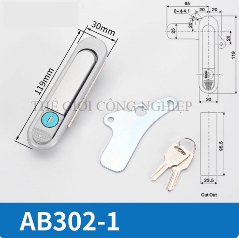 Khóa tay nắm bật AB301 / AB302 / AB303 Khóa phẳng cho tủ điện, tủ phân phối, tủ công nghiệp