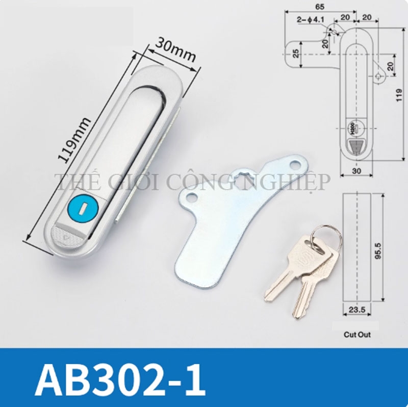 Khóa tay nắm bật AB301 / AB302 / AB303 Khóa phẳng cho tủ điện, tủ phân phối, tủ công nghiệp