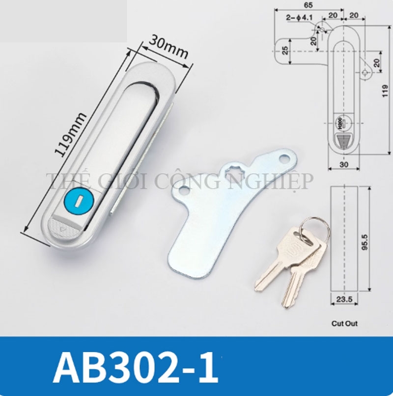 Khóa tay nắm bật AB301 / AB302 / AB303 Khóa phẳng cho tủ điện, tủ phân phối, tủ công nghiệp