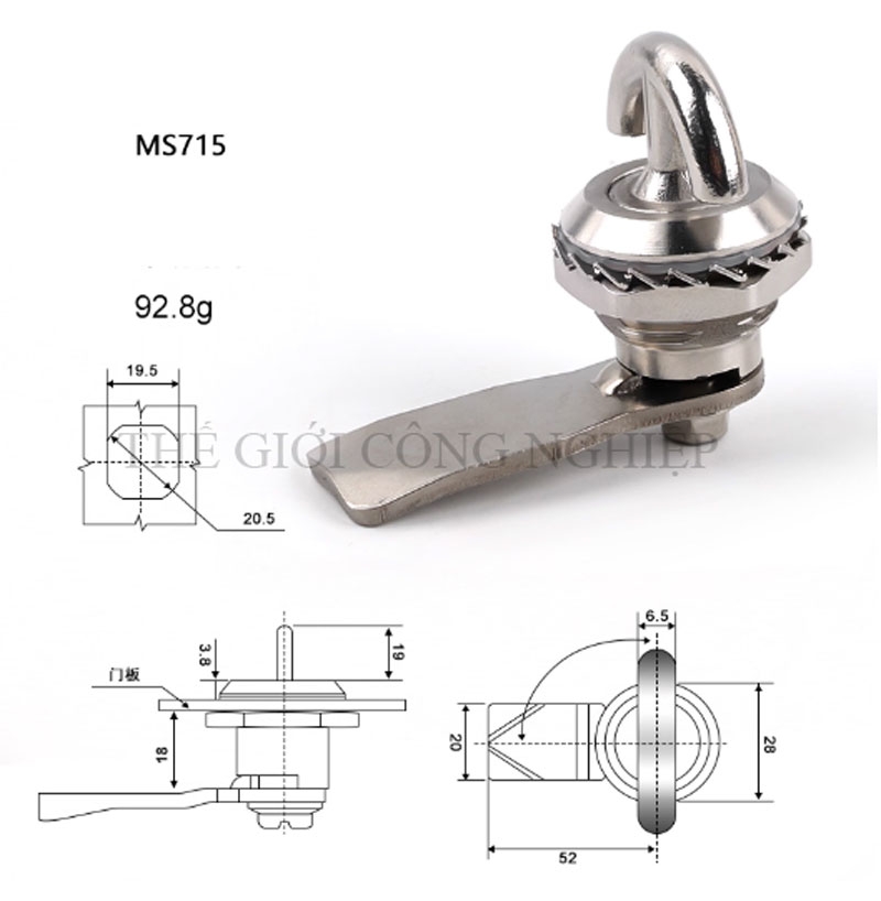 Khóa tay nắm inox MS714-2/MS715 – Khóa trụ, khóa cam cho tủ điện, tủ điều khiển