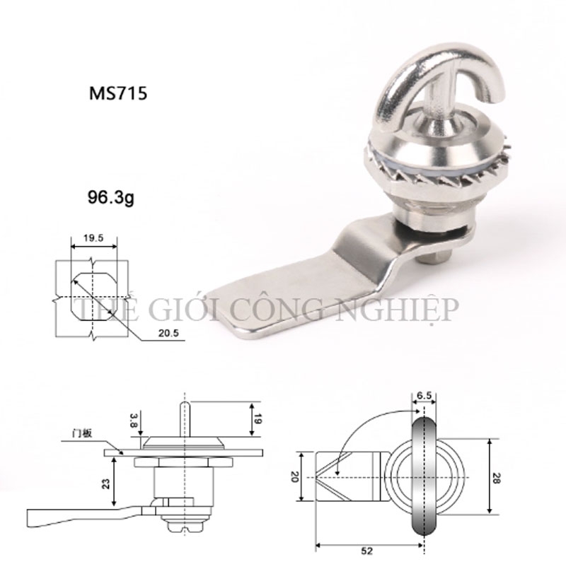 Khóa tay nắm inox MS714-2/MS715 – Khóa trụ, khóa cam cho tủ điện, tủ điều khiển
