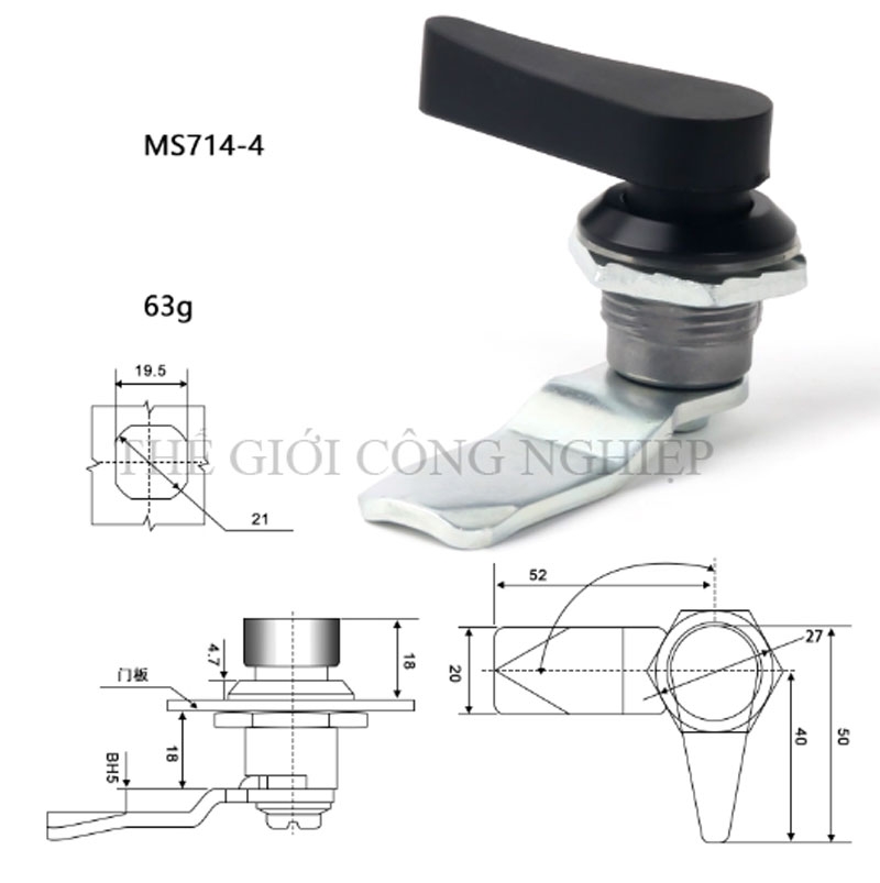 Khóa tay nắm inox MS714-2/MS715 – Khóa trụ, khóa cam cho tủ điện, tủ điều khiển