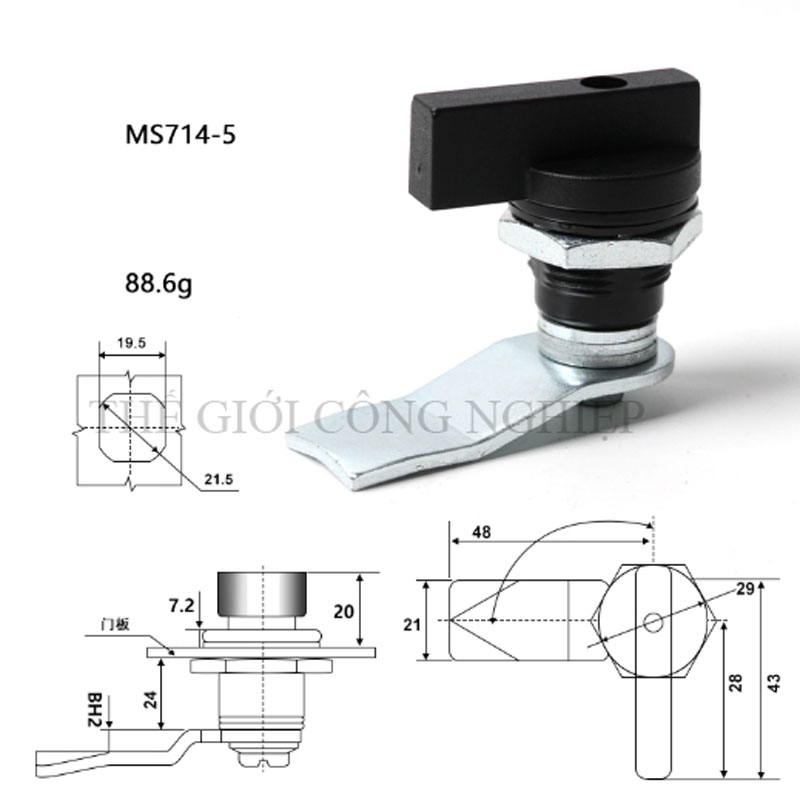 Khóa tay nắm inox MS714-2/MS715 – Khóa trụ, khóa cam cho tủ điện, tủ điều khiển