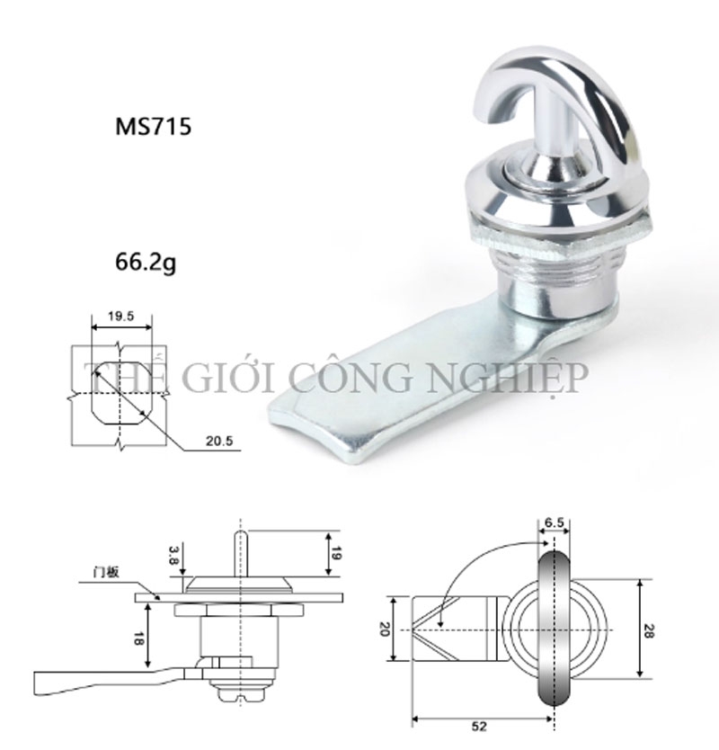 Khóa tay nắm inox MS714-2/MS715 – Khóa trụ, khóa cam cho tủ điện, tủ điều khiển