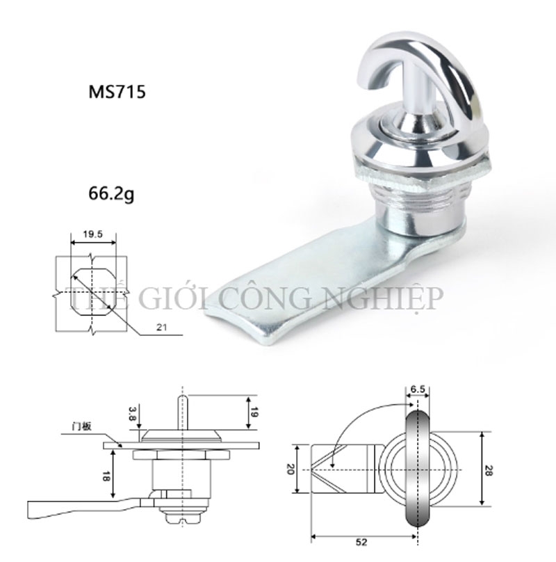 Khóa tay nắm inox MS714-2/MS715 – Khóa trụ, khóa cam cho tủ điện, tủ điều khiển
