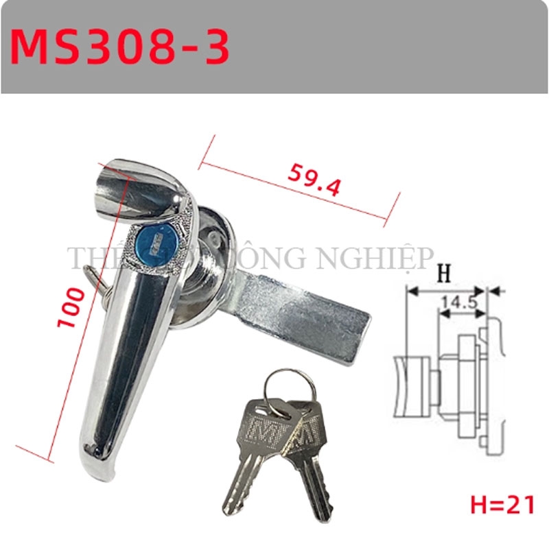 Khóa tay nắm MS308-2 / MS308-3 | Khóa cửa tủ điện, khóa tay cầm có nắp chống nước