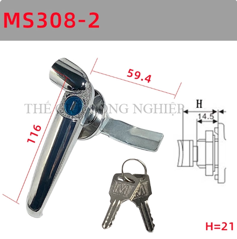 Khóa tay nắm MS308-2 / MS308-3 | Khóa cửa tủ điện, khóa tay cầm có nắp chống nước