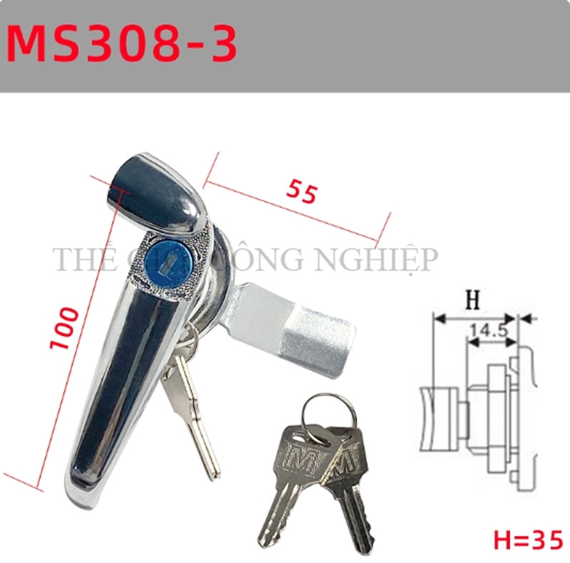 Khóa tay nắm MS308-2 / MS308-3 | Khóa cửa tủ điện, khóa tay cầm có nắp chống nước