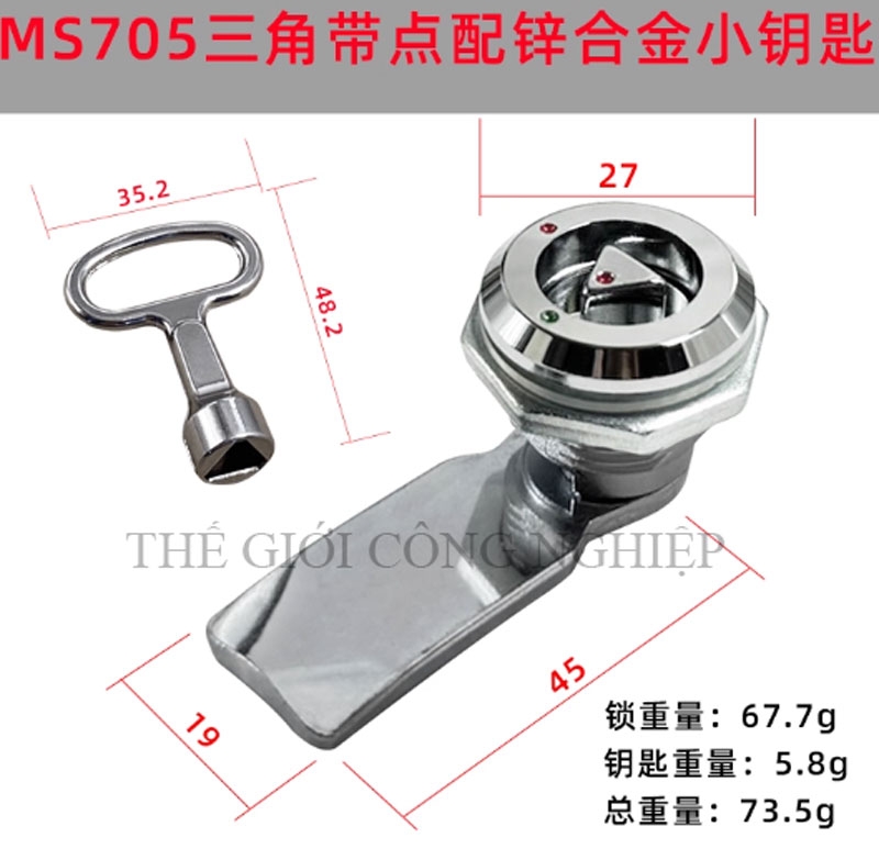 Khóa tủ điện MS705 / MS406 | Khóa tam giác – khóa một rãnh inox, khóa tủ rác, tủ điện, tủ đèn quảng cáo