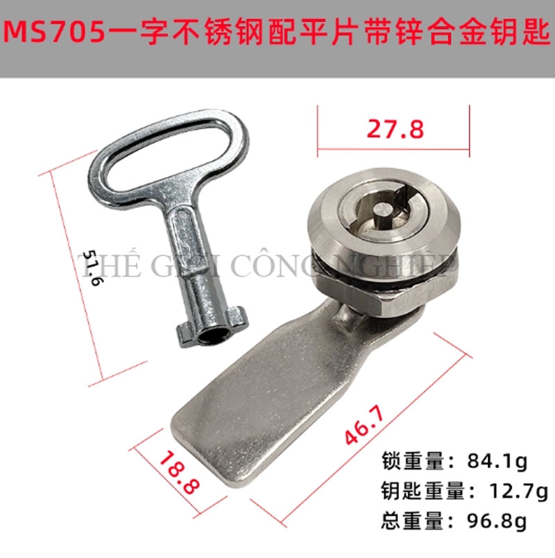 Khóa tủ điện MS705 / MS406 | Khóa tam giác – khóa một rãnh inox, khóa tủ rác, tủ điện, tủ đèn quảng cáo