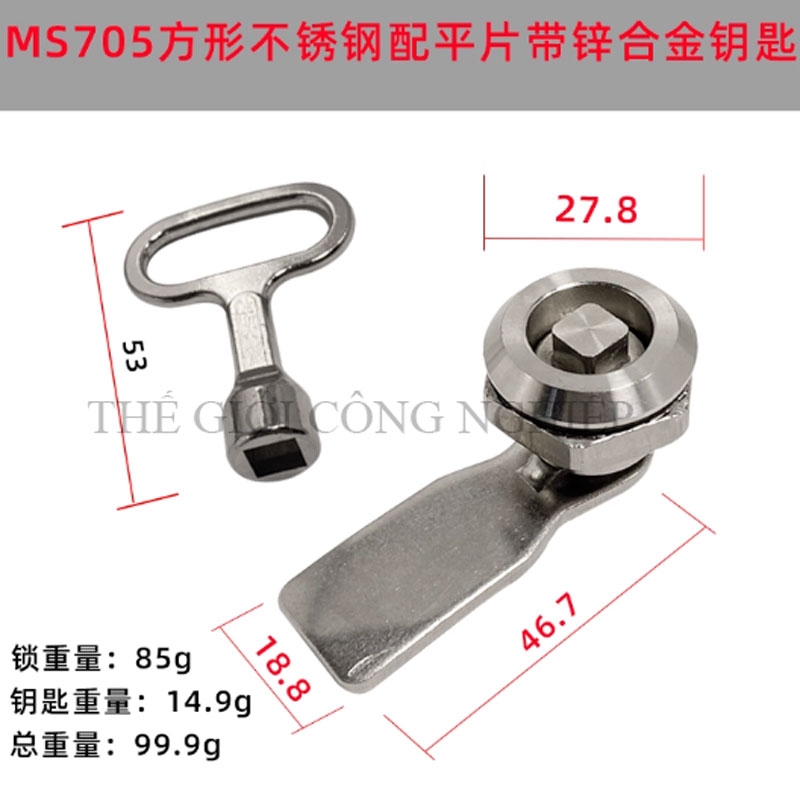 Khóa tủ điện MS705 / MS406 | Khóa tam giác – khóa một rãnh inox, khóa tủ rác, tủ điện, tủ đèn quảng cáo