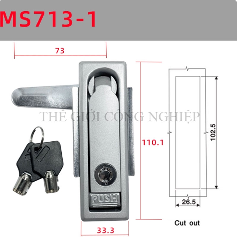 Khóa tủ điện MS712-1 / MS713 | Khóa phẳng ngoài trời, khóa tủ phân phối, khóa trạm sạc