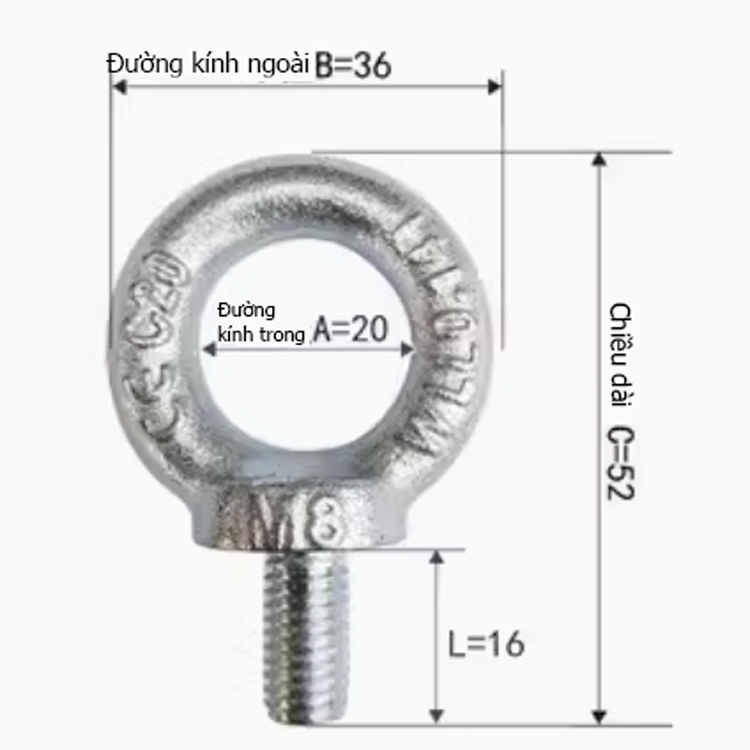 Bu Lông Móc Cẩu GB825 M8 M10 M12 M14 M16 M18 M20