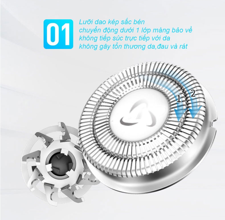 Máy cạo râu  Runwe RS939 râu đa năng cao cấp chống nước toàn thân
