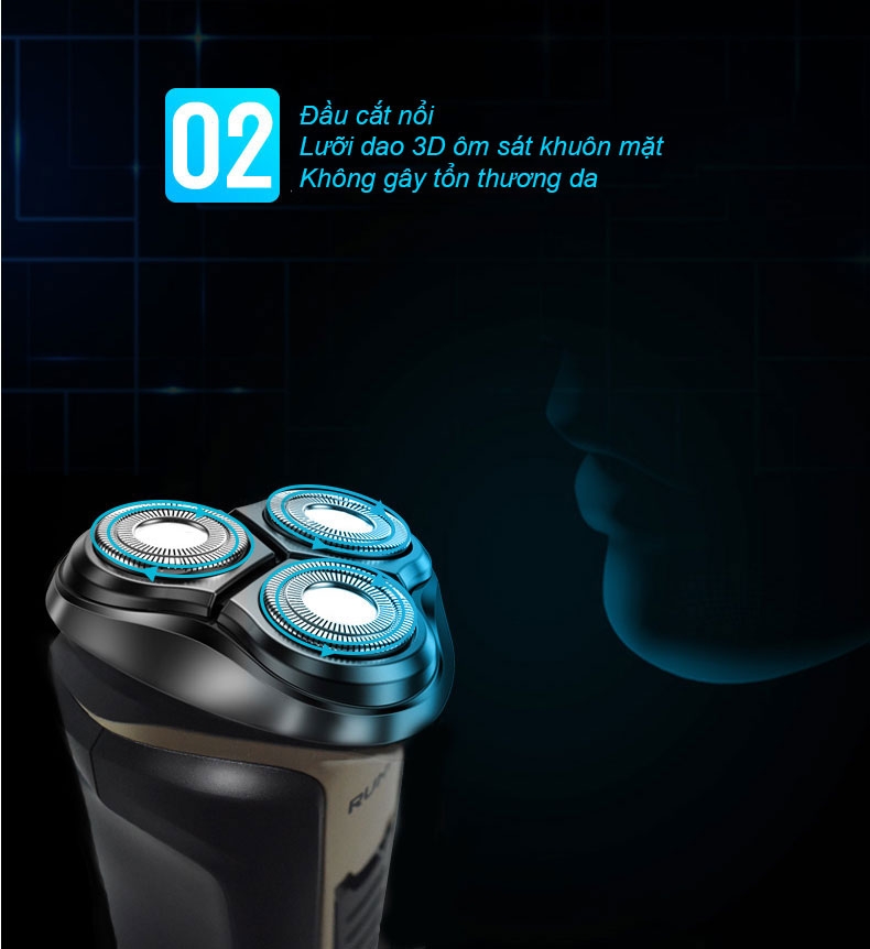 Máy cạo râu  Runwe RS939 râu đa năng cao cấp chống nước toàn thân