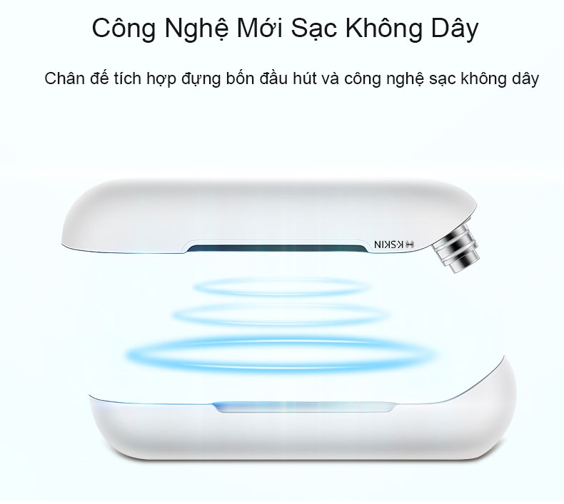 Máy hút mụn KD803S sạc không dây, kết hợp đầu gia nhiệt lạnh giúp làm sạch trị mụn chống viêm nhờn da