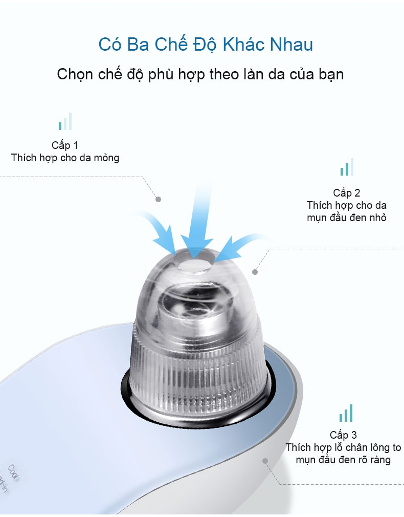 Máy hút mụn KD803S sạc không dây, kết hợp đầu gia nhiệt lạnh giúp làm sạch trị mụn chống viêm nhờn da