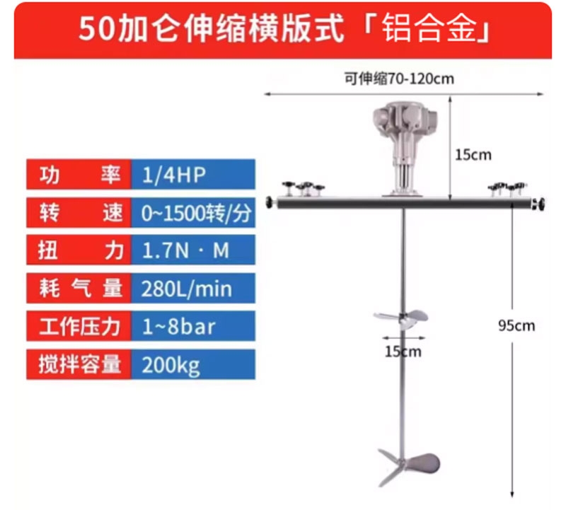 Máy khuấy ngang khí nén 50 gallon – khuấy sơn, dầu, mực in công nghiệp
