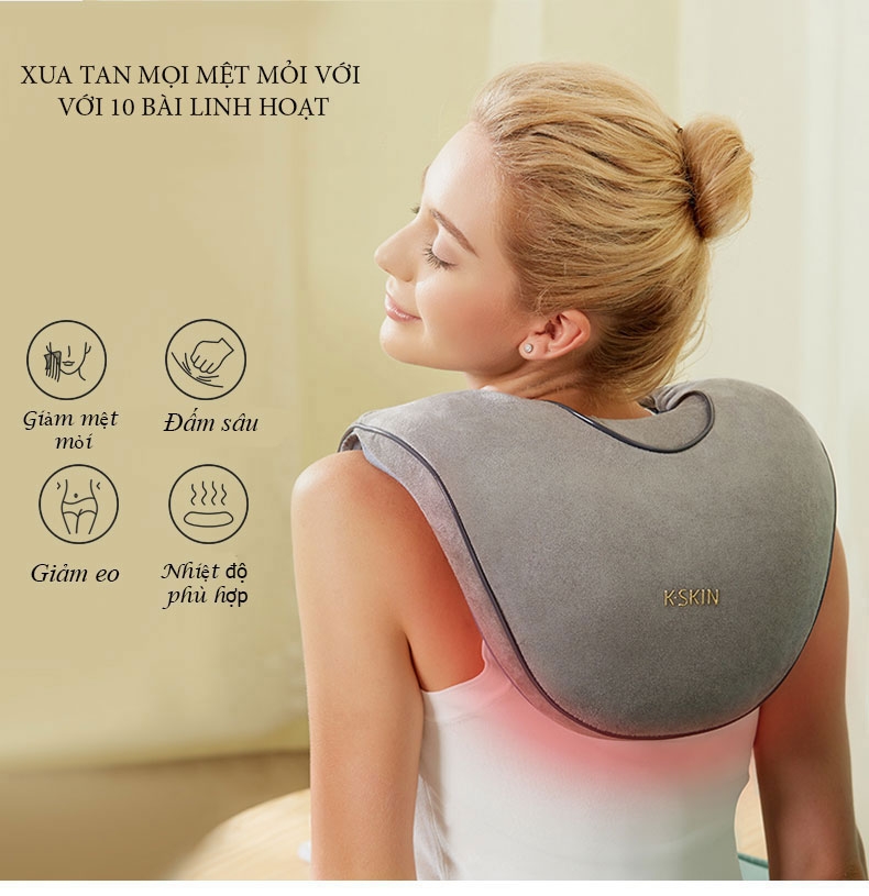 Máy massge đấm lưng cổ, vai gáy, lưng eo, với 10 bài đấm cổ truyền linh hoạt KD881A