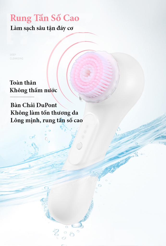 Máy rửa mặt KSKIN KD3033S đầu cọ xoay tròn kèm sóng rung sonic