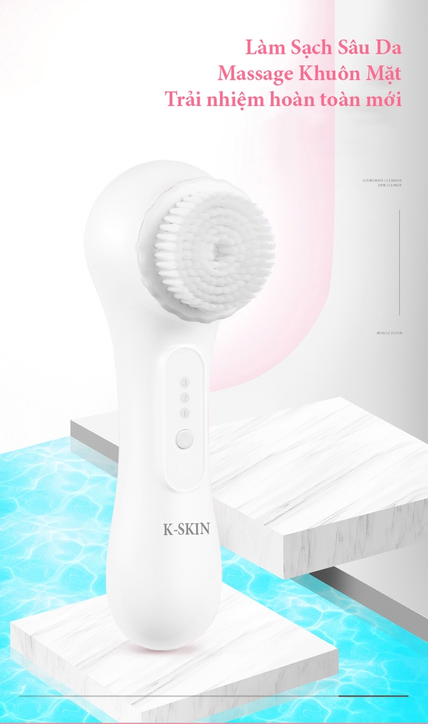 Máy rửa mặt KSKIN KD3033S đầu cọ xoay tròn kèm sóng rung sonic