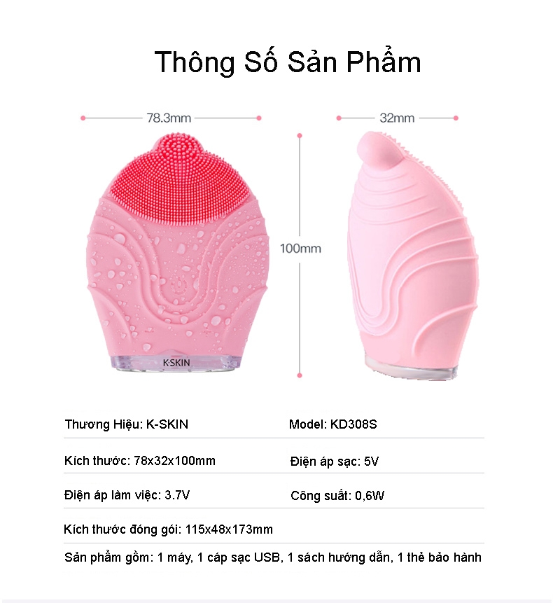 Máy rửa mặt và massage da mặt K-SKIN làm sạch sâu, se klhít lỗ chân lông KD308