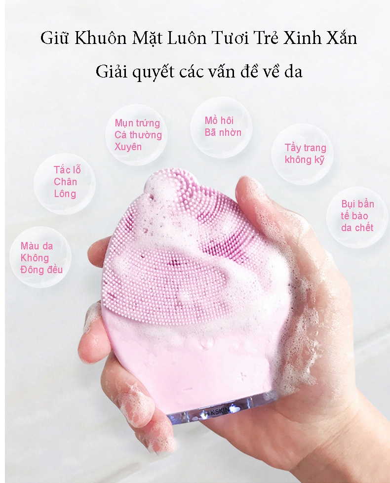 Máy rửa mặt và massage da mặt K-SKIN làm sạch sâu, se klhít lỗ chân lông KD308