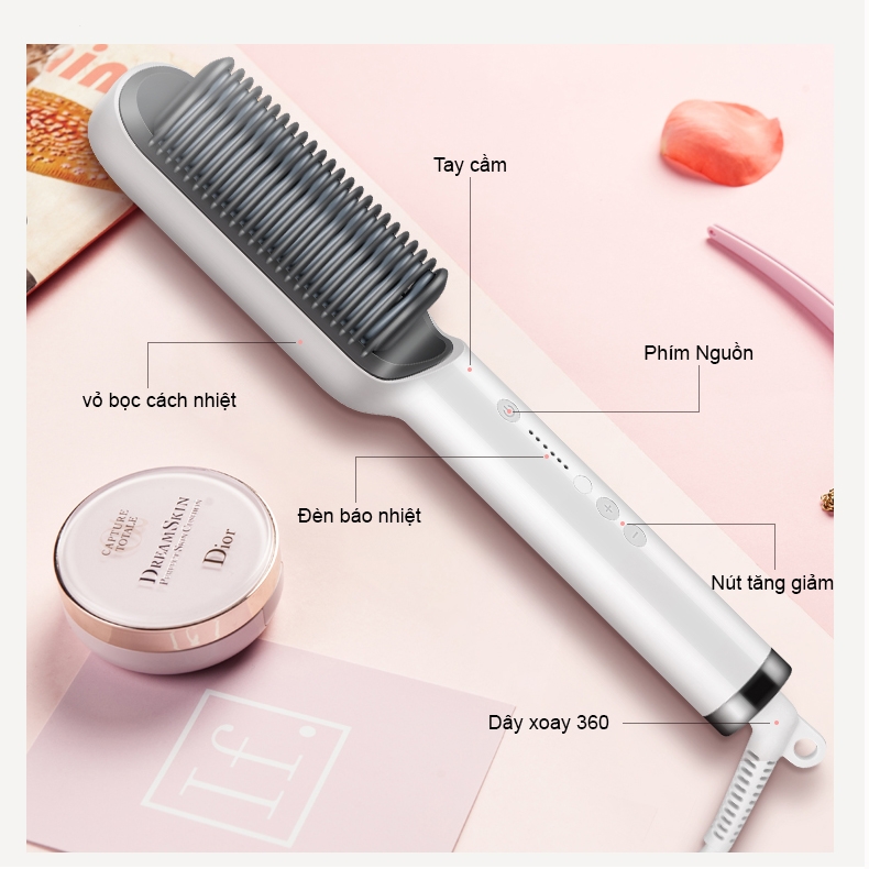 Máy uấn và chải tóc thẳng ION âm cao cấp không làm tổn thương tóc KD380