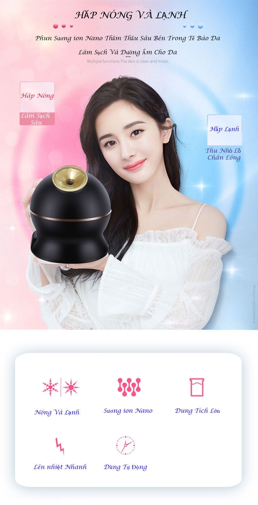 Máy xông hơi mặt ion hai chế độ nóng lạnh, tẩy trang làm sạch bổ xung độ ẩm giúp trẻ hóa da mặt KD2331-1