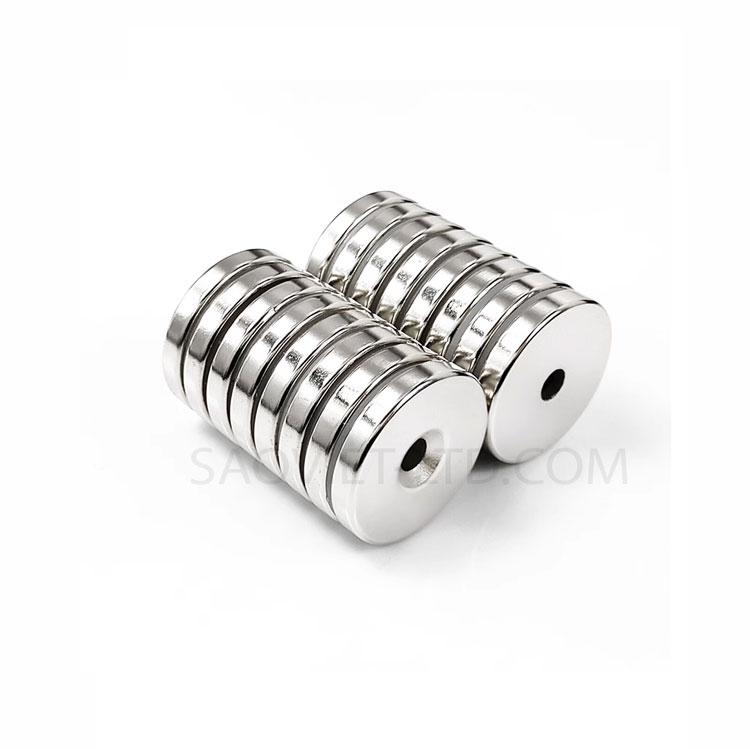 Nam châm NdFeB hình tròn có lỗ chìm bắt vít lực hút mạnh N35 kích thước phi 30, 40, 50, 60, 80, 100