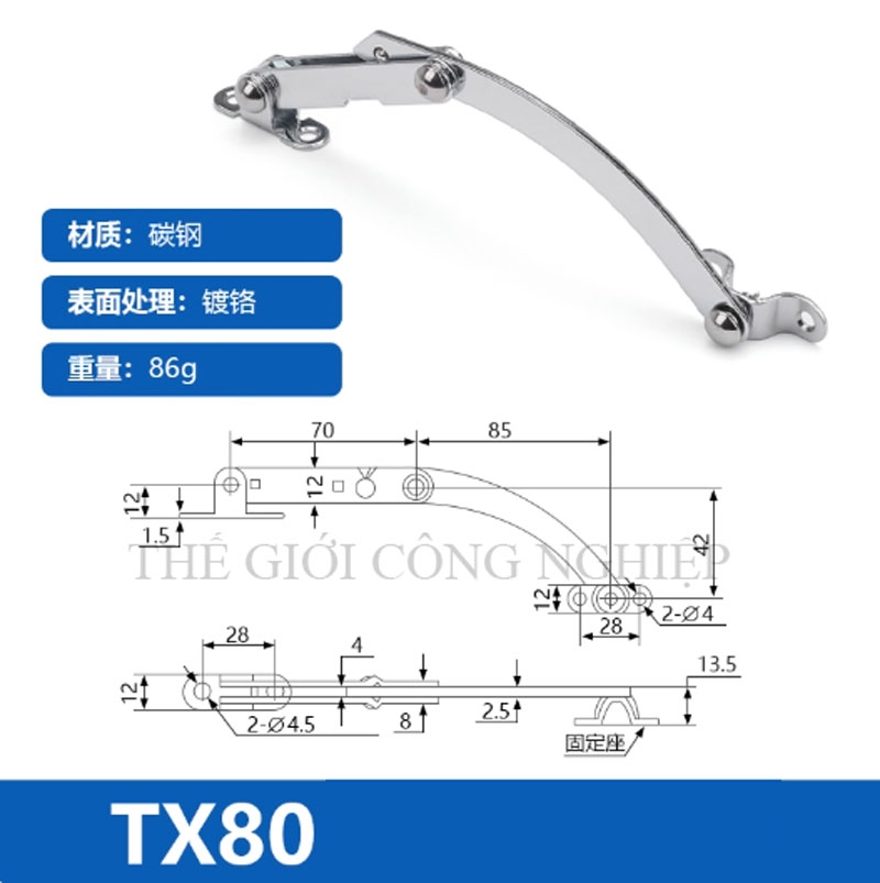 Thanh chống cửa TX80/90 inox – Hạn vị gập cho tủ điện, tủ điều khiển