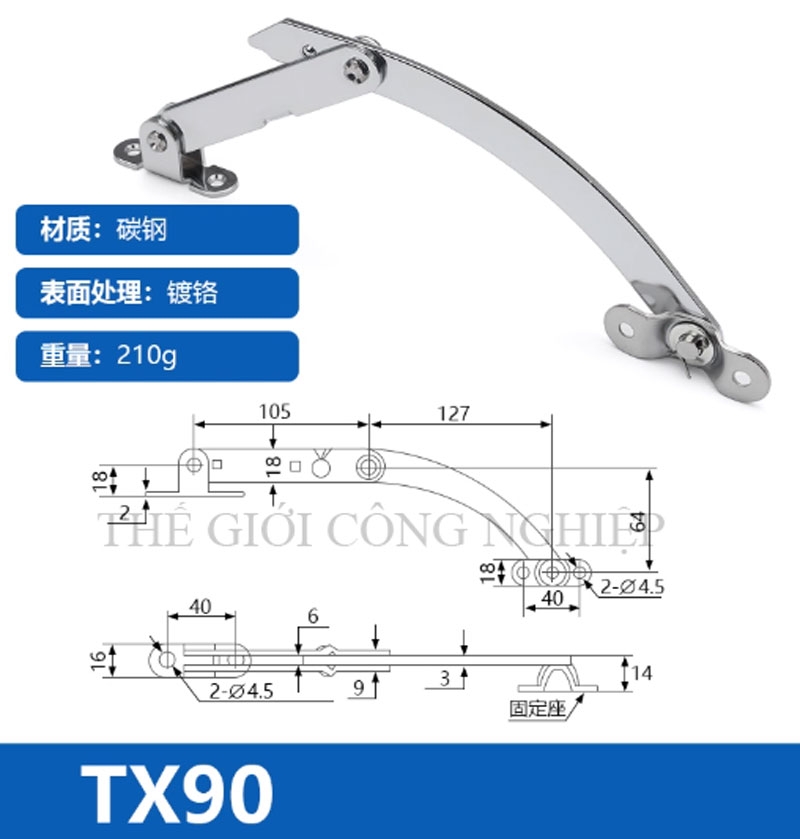 Thanh chống cửa TX80/90 inox – Hạn vị gập cho tủ điện, tủ điều khiển