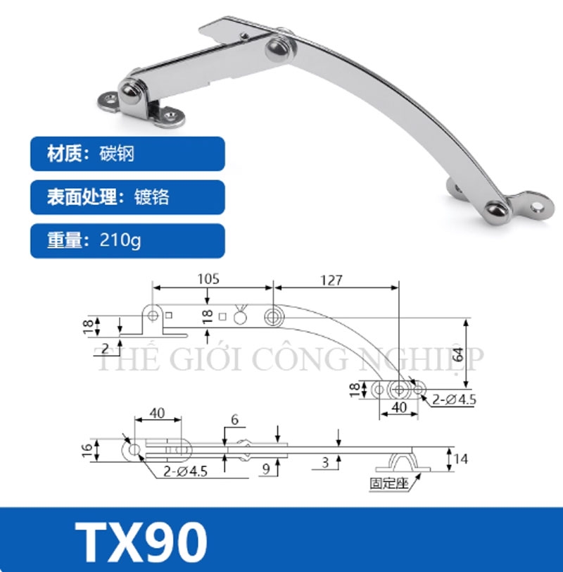 Thanh chống cửa TX80/90 inox – Hạn vị gập cho tủ điện, tủ điều khiển