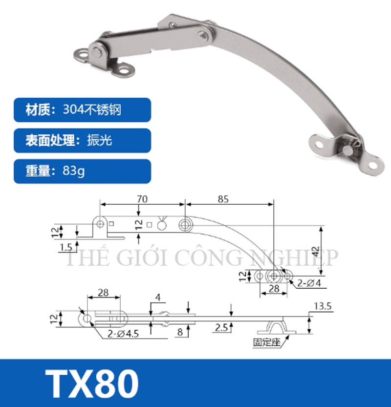 Thanh chống cửa TX80/90 inox – Hạn vị gập cho tủ điện, tủ điều khiển