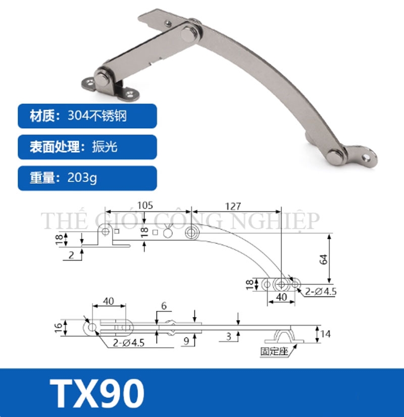 Thanh chống cửa TX80/90 inox – Hạn vị gập cho tủ điện, tủ điều khiển